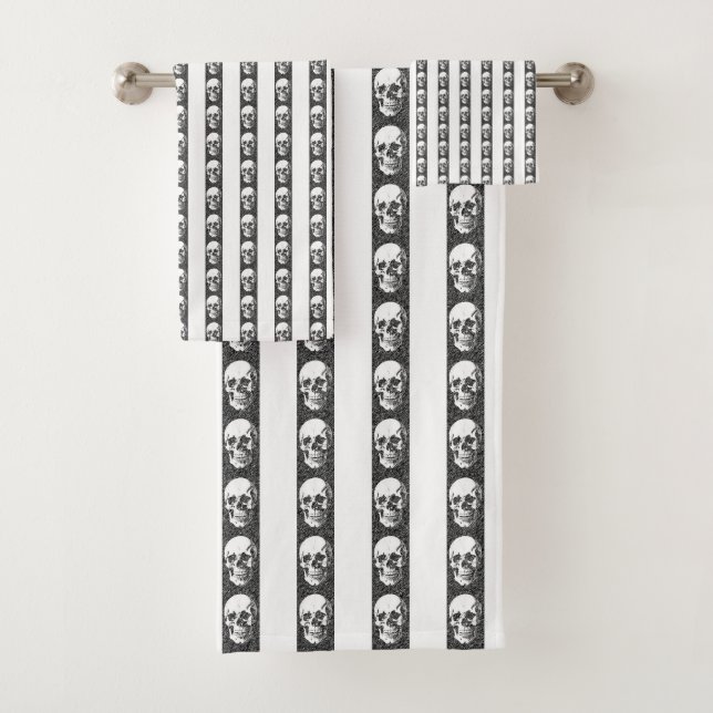 Gothic striped pattern with skulls (In situ)