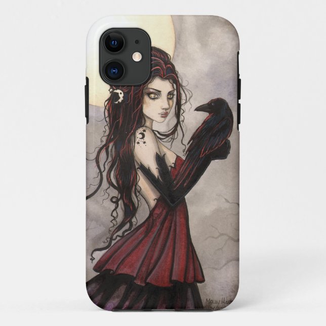 Gótica Fantasy Art Witch y Raven iPhone 5 Funda (Reverso)