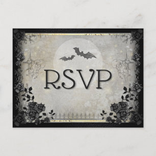 Gótico Bats Gray Halloween RSVP Menú PostCard