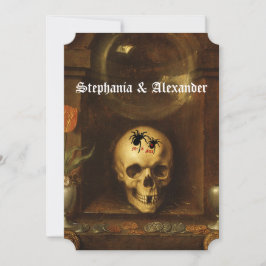 Gótico Boda de Halloween, cráneo, invitación de ar