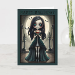 Gótico, chica de gótico, tarjeta de cumpleaños de 