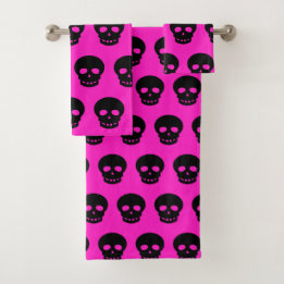 Gótico colorido Negro Hot Pink Skull Pattern Brill