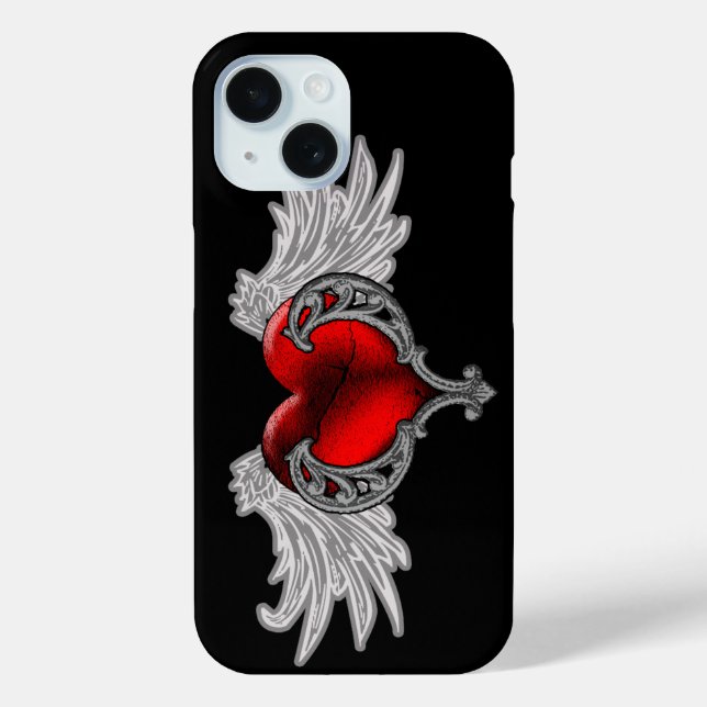 Gótico Corazón con Ángel Wings Funda para iPhone 7 (Reverso )