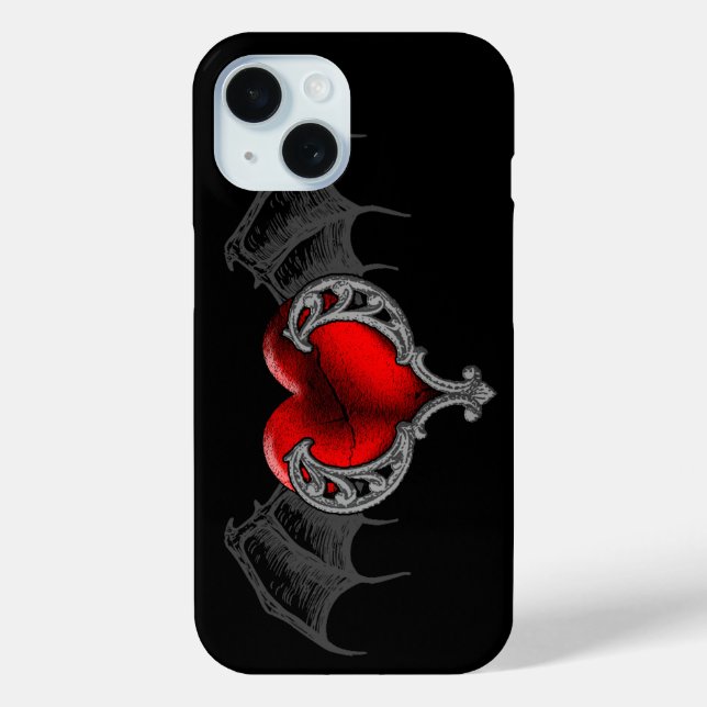 Gótico Corazón con Bat Wings Funda para iPhone 7 (Reverso )