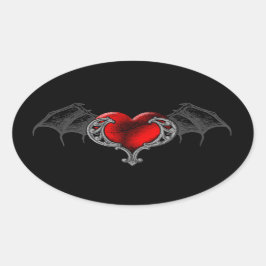 Gótico Corazón con Pegatina Bat Wings