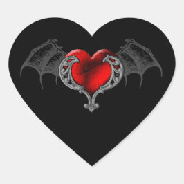 Gótico Corazón con Pegatina Bat Wings