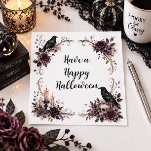 Gótico Cuervo Negro y Velas Halloween 