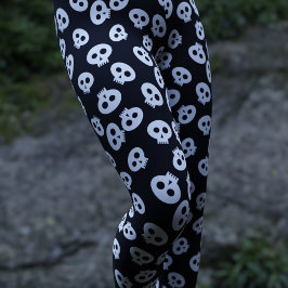 Gótico de patrón de cráneo lindo Leggings Hallowee