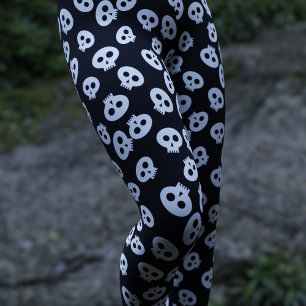 Gótico de patrón de cráneo lindo Leggings Hallowee