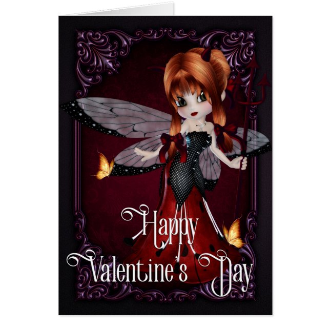 Gótico Devil Ladybug Feliz tarjeta de San Valentín (Frente)