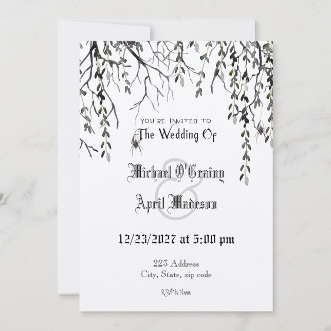 Gótico gótico Invitación a la boda web oscura (Anverso)