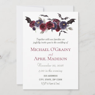 Gótico gótico murciélago oscuro Boda de invitación