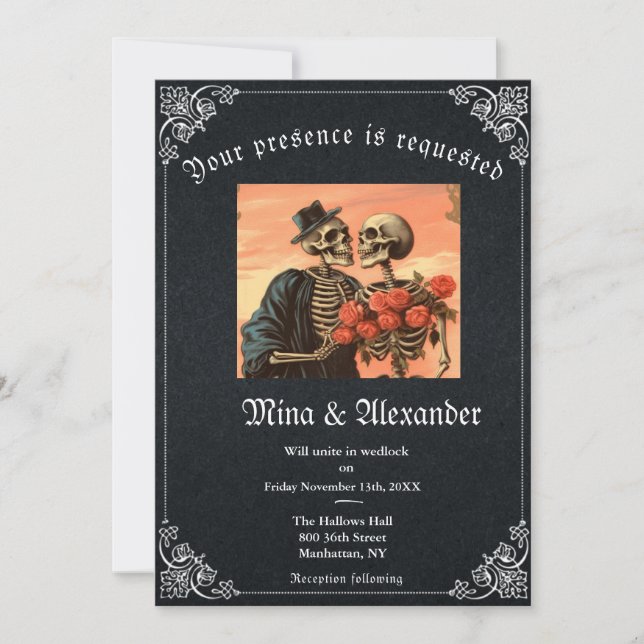 Gótico gótico Skeleton Boda de código QR (Anverso)
