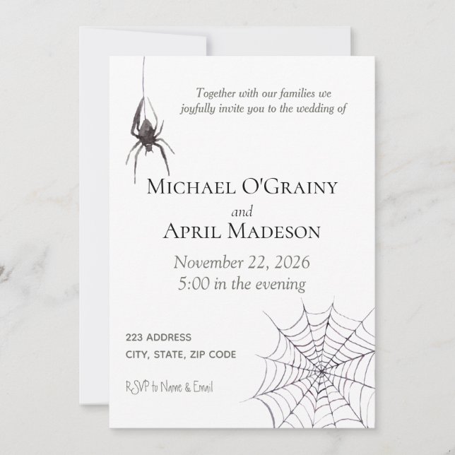 Gótico gótico Spider Web Dark Invitación Boda (Anverso)