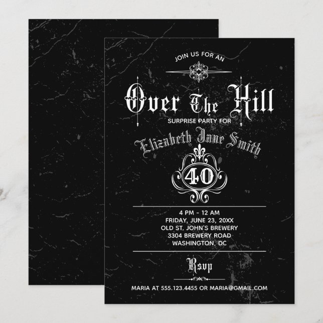 Gótico Grunge Sobre La Invitación De La Fiesta De  (Anverso / Reverso)