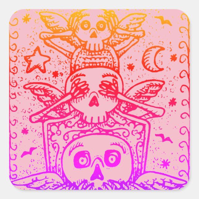 GÓTICO NO VER MALA, CEMETERY SKELETON PEGATINAS Di (Anverso)
