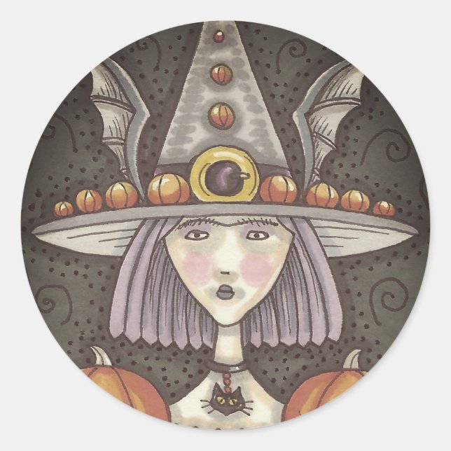GÓTICO PUMPKIN WITCH HALLOWEEN PEGATINAS SIN coraz (Anverso)