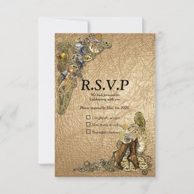 Gótico - Steampunk RSVP sobre cuero de oro (Anverso)