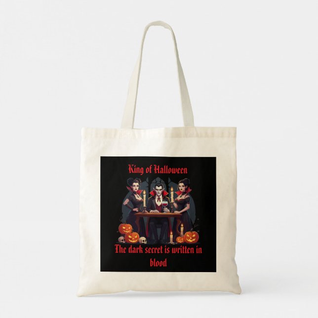 🧛 ‍ ♂️ Gótico Vampiro Halloween Black Tote bolsa  (Reverso)