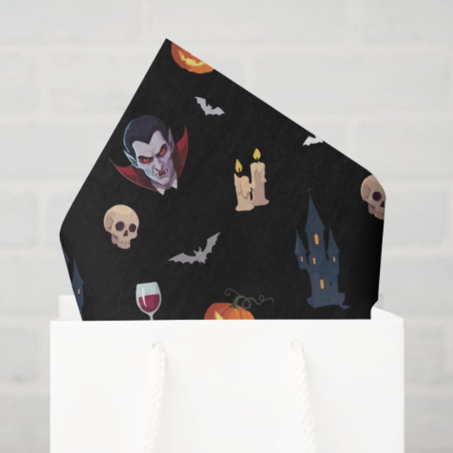 🧛 ‍ ♂️ Gótico Vampiro Papel Tejido Negro 🎃 🖤 (Bolsa de regalo)