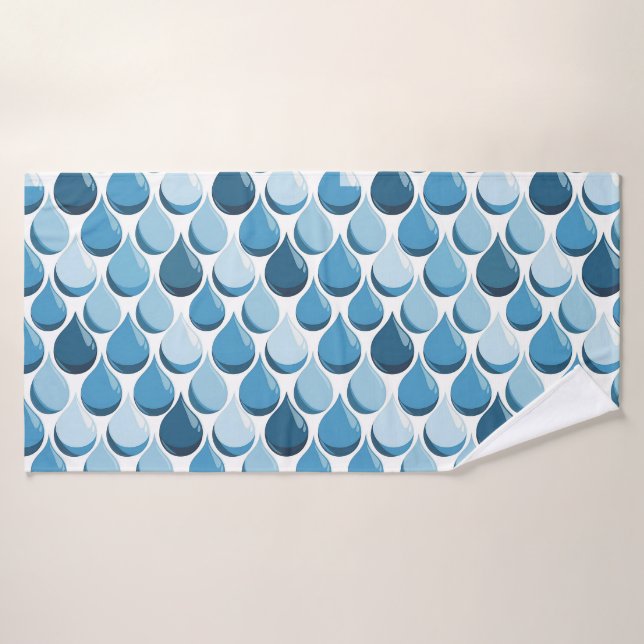 Gotitas de agua elegantes azul y blanco (Toalla de baño)