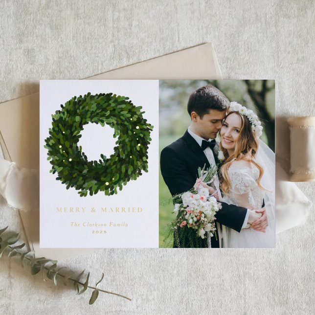 Gouache Boxwood Wreath Navidades recién casados Fo (Subido por el creador)