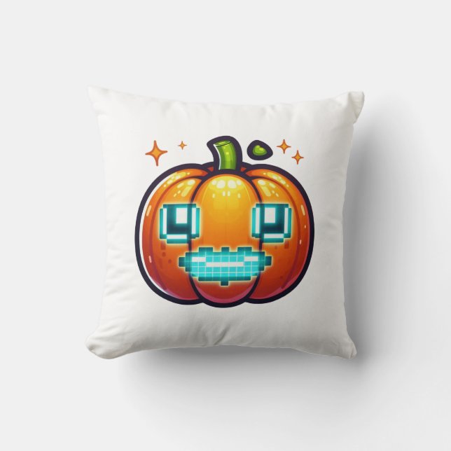 Gour Pixel Pumpkin Cojín decorativo Retro Gamer (Anverso)