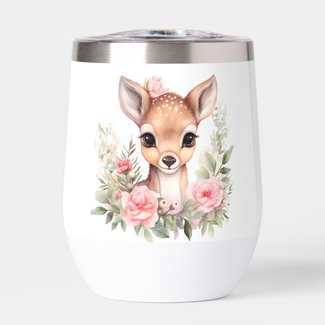 Gourde Cerf fleurs aquarelle sublimation (Frente)