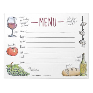 Gourmet Weekly Cena Menú Bloc de notas pegajoso