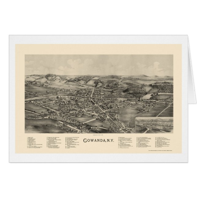 Gowanda, mapa panorámico de NY - 1892 (Anverso (Horizontal))