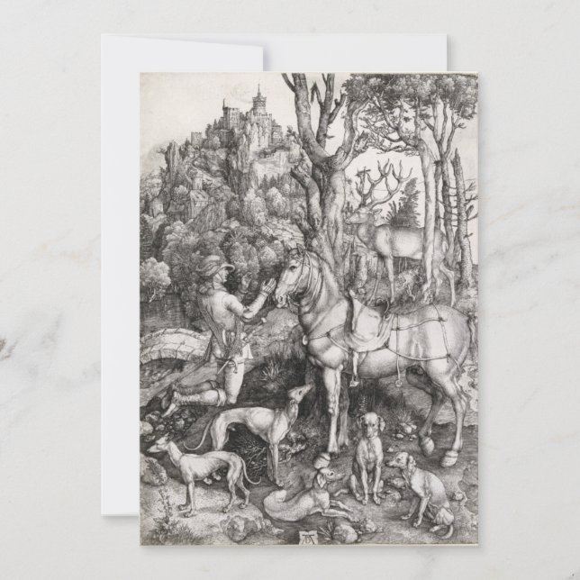 Grabación de Saint Eustace por Albrecht Durer (Anverso)