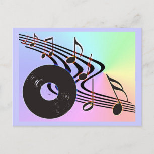Grabación de vinilo y postal de notas