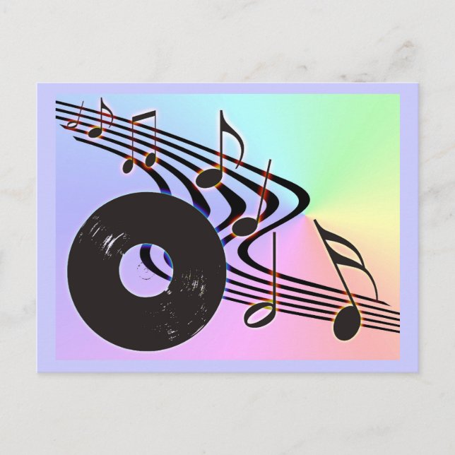 Grabación de vinilo y postal de notas (Anverso)