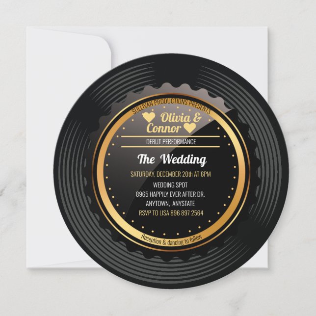 Grabación musical | Invitación a una boda divertid (Anverso)