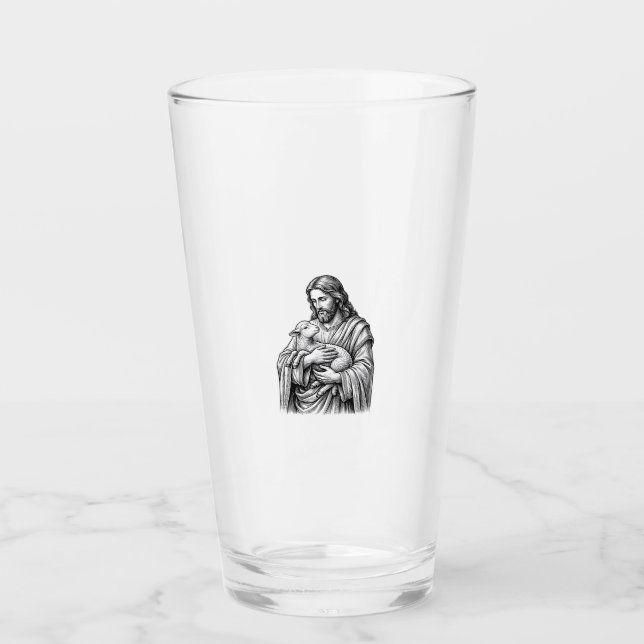 Grabado Antiguo Pastor que Sostiene Cordero Vector (Anverso)