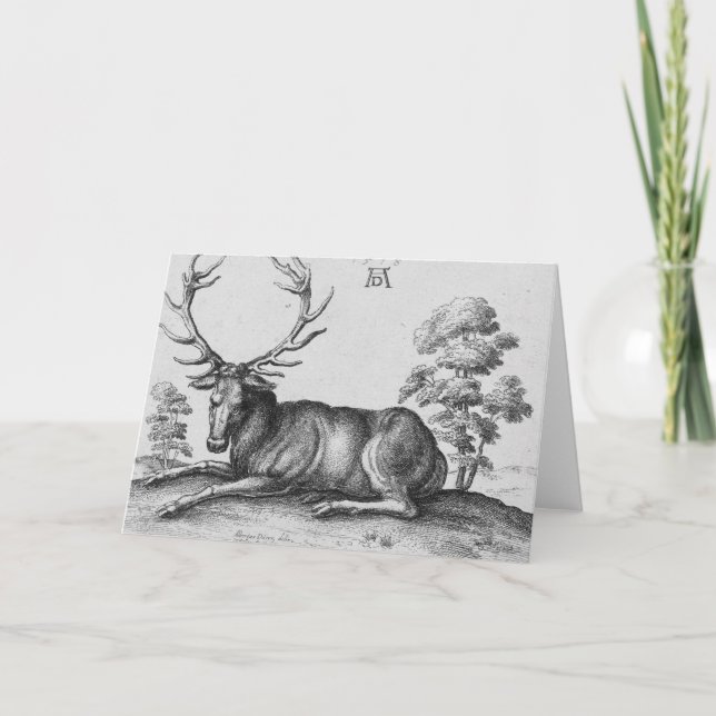 Grabado de Albrecht Durer de la tarjeta de Navidad (Anverso)