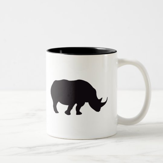 Grabado de madera del vintage del rinoceronte taza bicolor