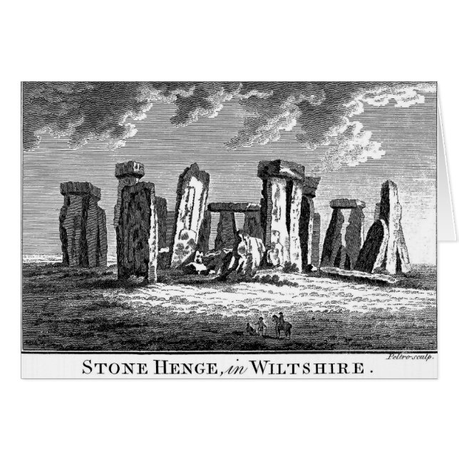 Grabado de piedra de madera de Stonehenge antiguo (Anverso (Horizontal))