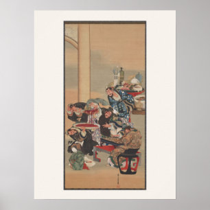 Grabado en madera de Samurái - Póster Ukiyo-e de K