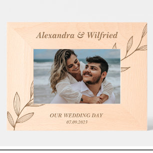 Grabados Marcos de madera personalizados para parejas de fl