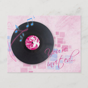 Grabar álbum en invitación a fiesta de baile rosad
