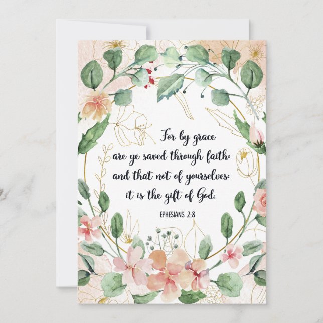 Grace Savé Cita, Efesios 2:8, Escritura, Biblia (Anverso)