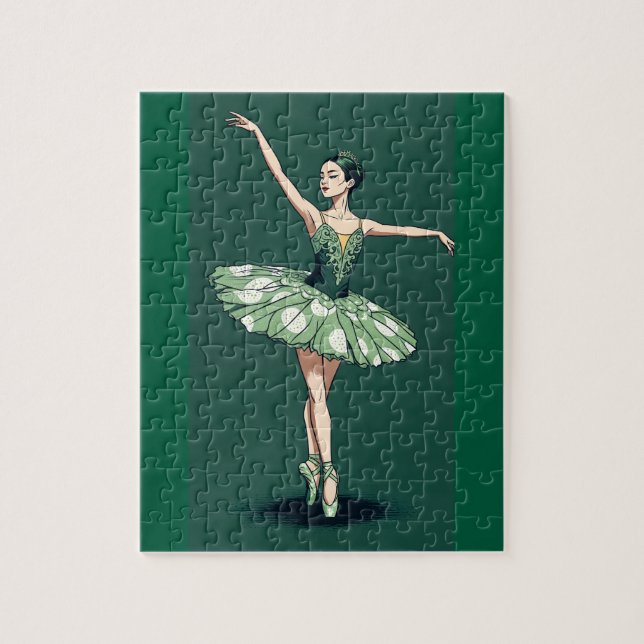 Graceful Ballerina Puzzle – Elegant Dancer on Gree (Vertical)