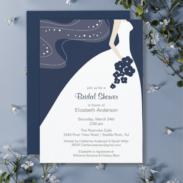 Graceful Bride Bridal Shower Invitación Azul (Subido por el creador)