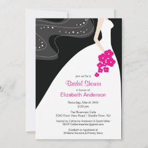 Graceful Bride Bridal Shower Invitación Hot Pink
