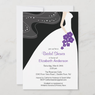 Graceful Bride Bridal Shower Invitación Purple