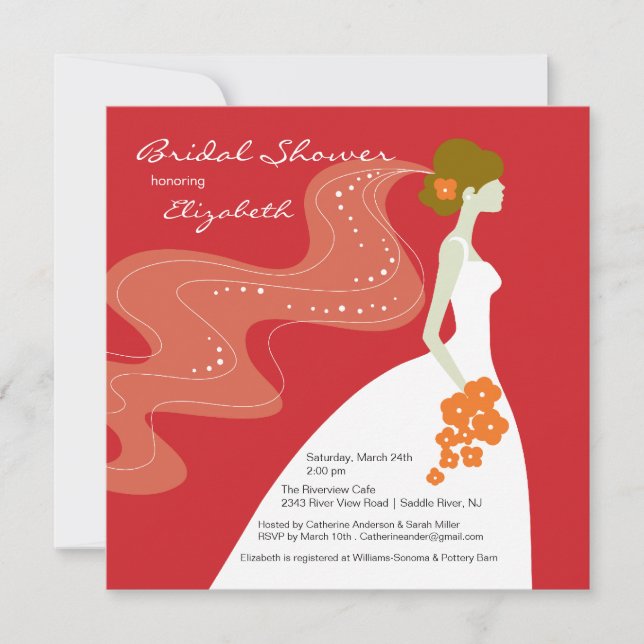 Graceful Bride Bridal Shower Invitación RED (Anverso)