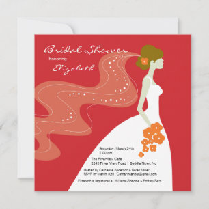 Graceful Bride Bridal Shower Invitación RED