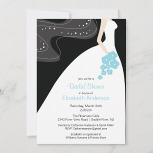 Graceful Bride Bridal Shower Invitación Turquesa