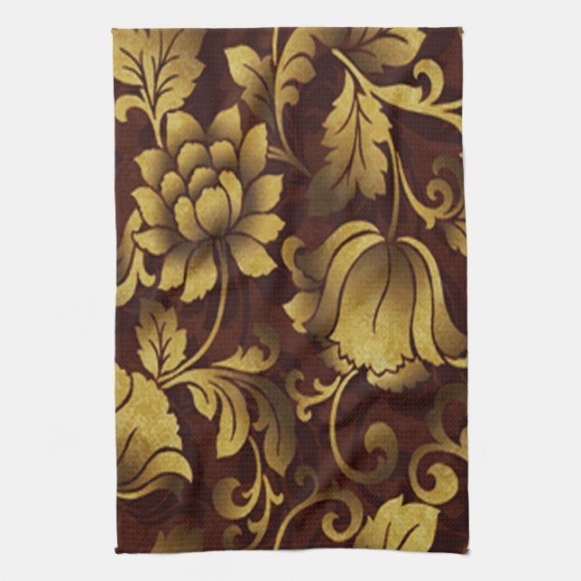 Graceful Brown Floral Kitchen Toalla (Vertical)